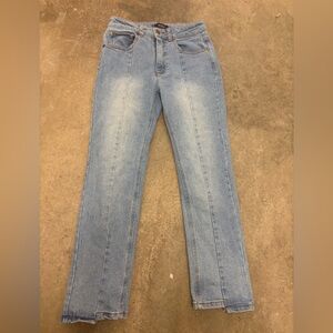 Cavalli Class Light Blue Straight Leg Jeans‎ asymmetric hem